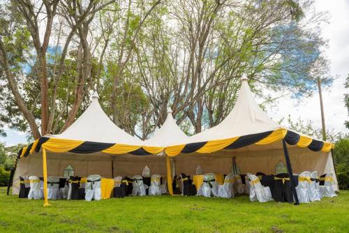 he tranquil lush mature gardens covered by tree canopies Wedding grounds